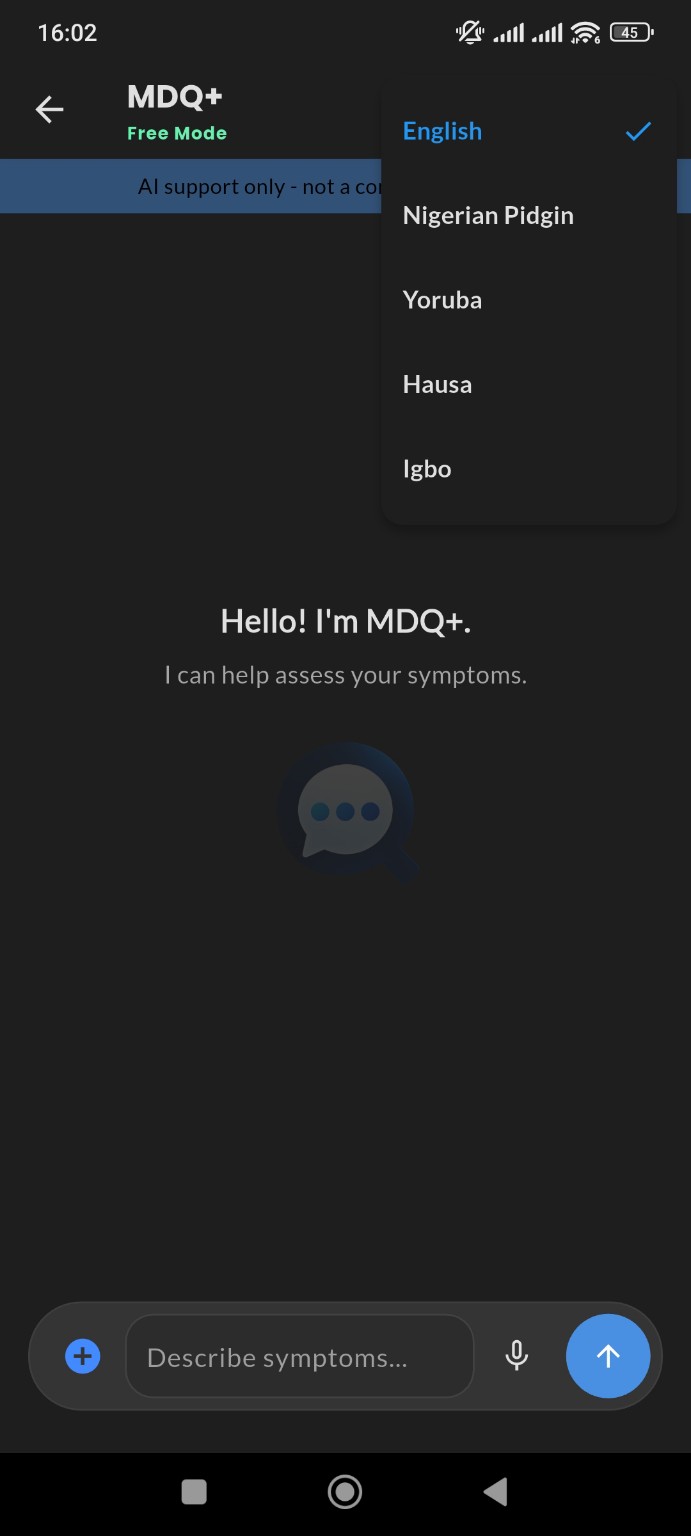 MDQ+ language options