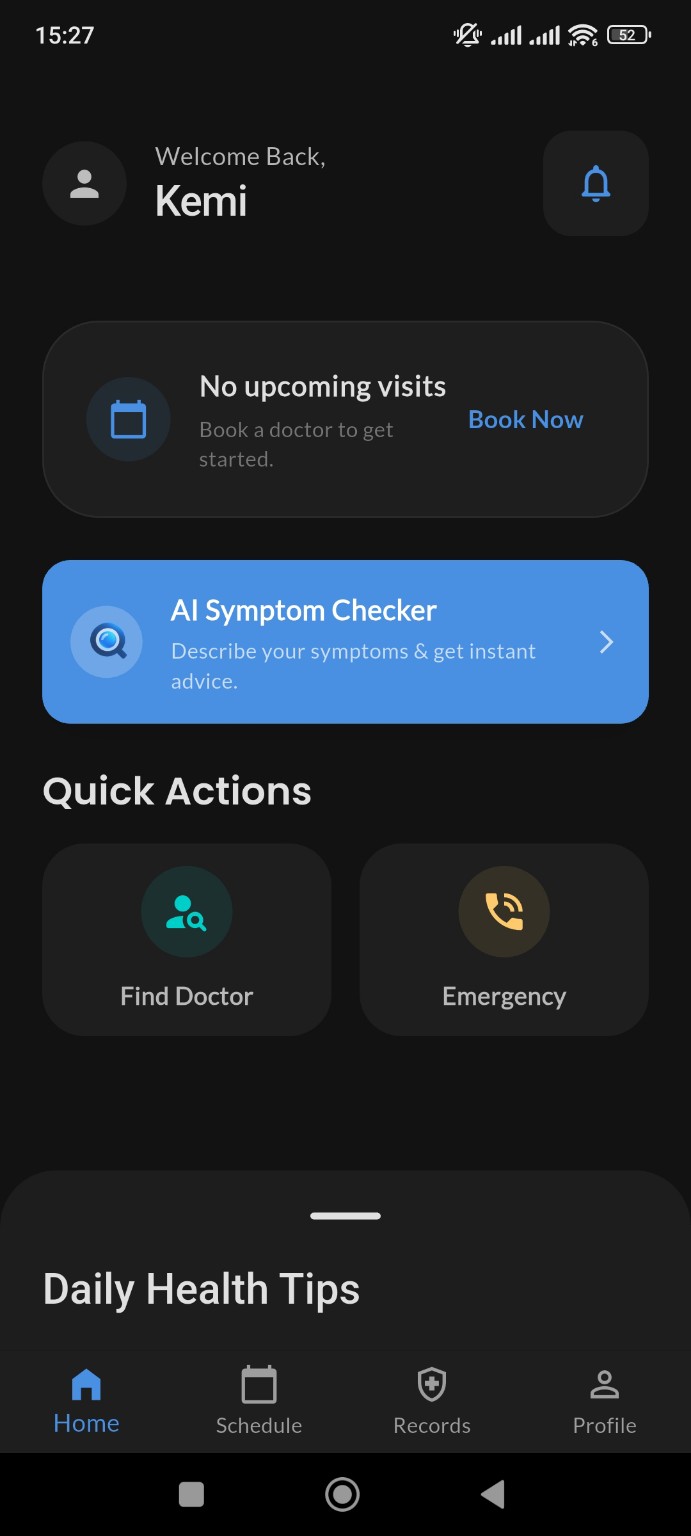 MDQ+ home dashboard in dark mode